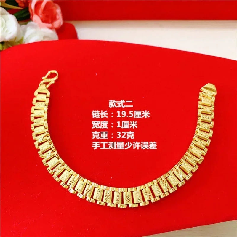 AU750 gold rich 18k bracelet mens domineering real gold watch chain jewelry 999 high-end jewelry matching can be customized