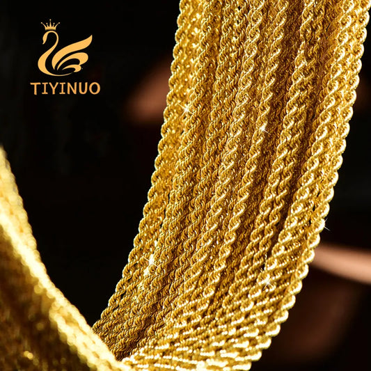 TIYINUO Real 18K Gold Women's Necklace AU750 With Pendant Rope Chain Festival Great Gift New Fashion Simple Style Fine Jewelry